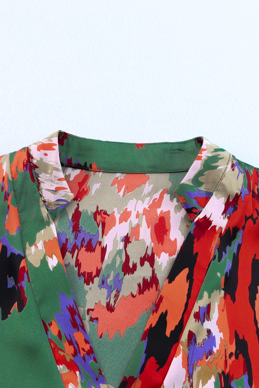 Green Abstract Print Ruffled Drawstring High Waist Mini Dress