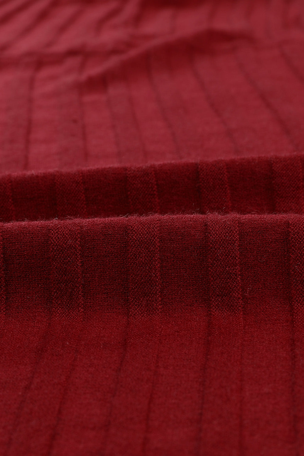 Red Ribbed Open Front Knit Cardigan