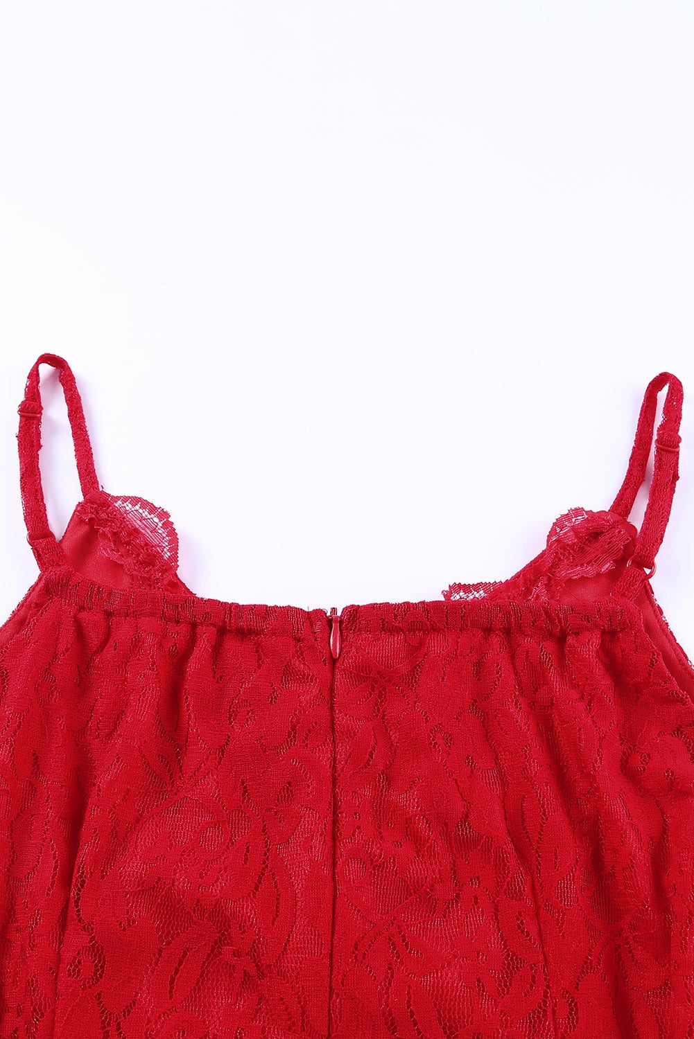 Red Lace V Neck Wrap Spaghetti Straps Maxi Dress