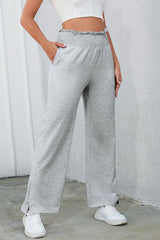 Gray Smocked Waist Pocketed Pants