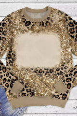 Leopard Print Bleached Long Sleeve Top