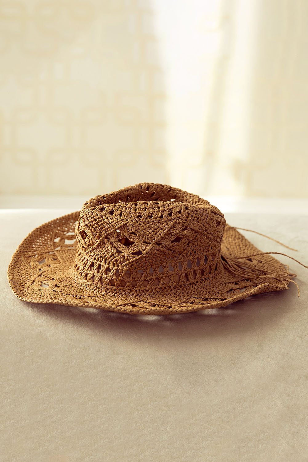 Khaki Hollow-out Straw Cowboy Hat