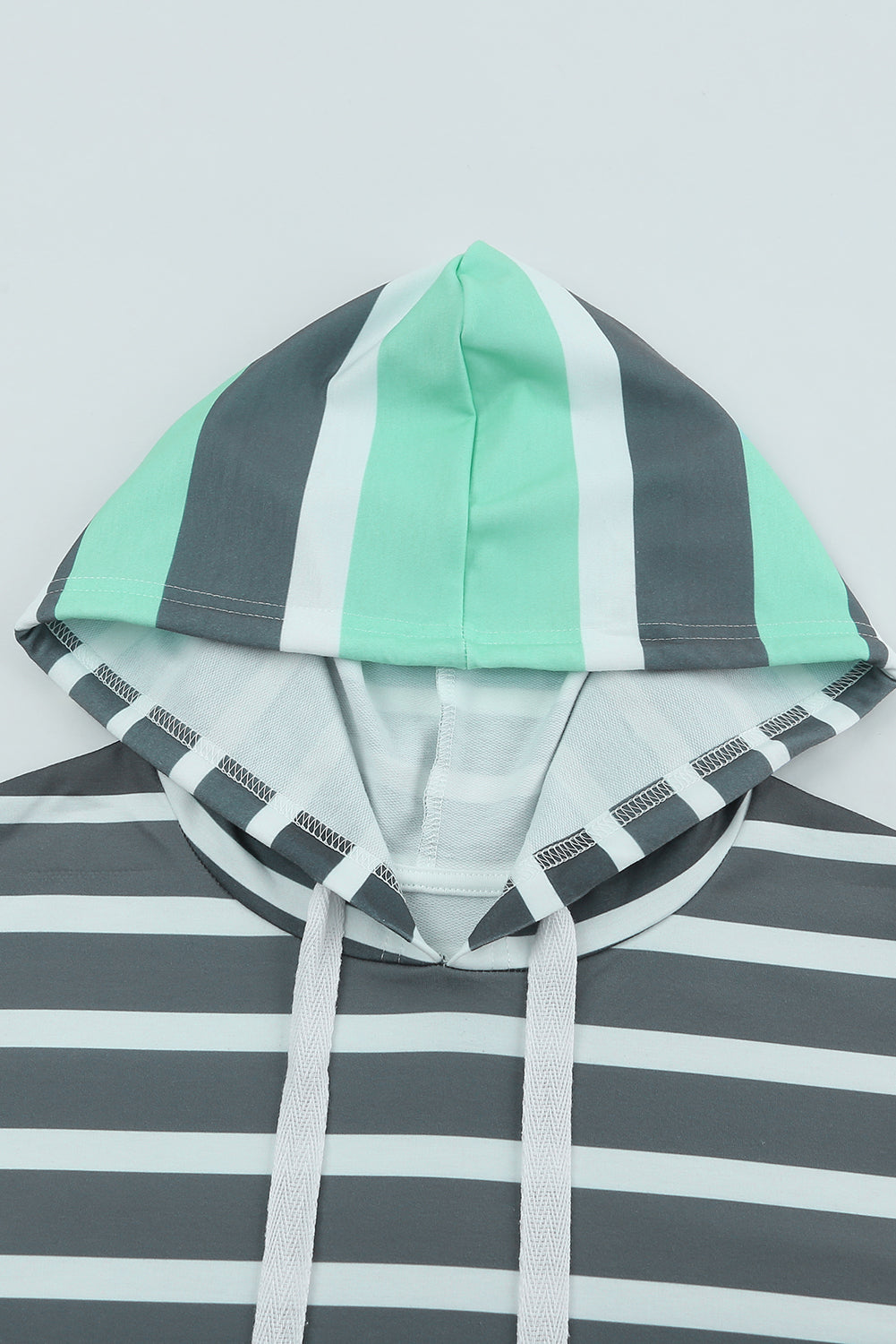 Multi Striped Drawstring Long Sleeve Hoodie