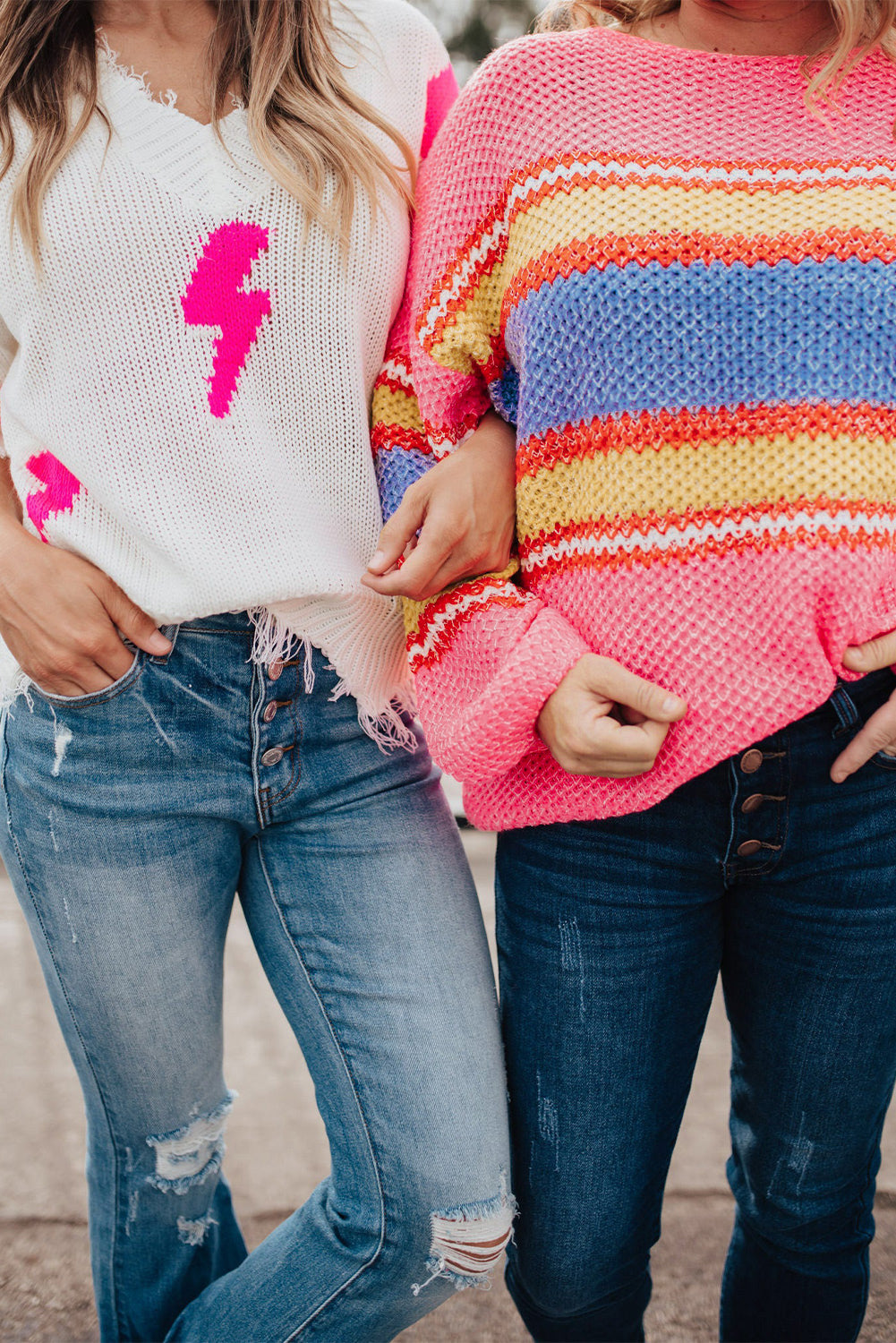 Pink Plus Size Stripe Oversized Sweater