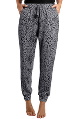 Gray Animal Spots Drawstring Lounge Jogger Pants