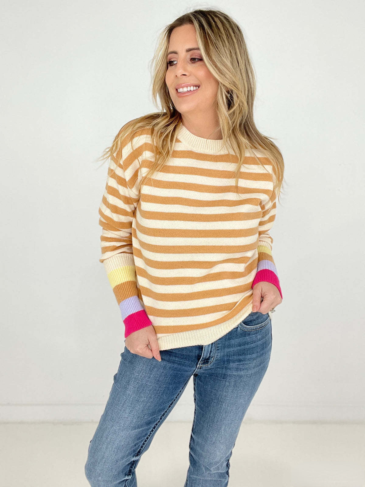 Crew Neck Striped Sweater