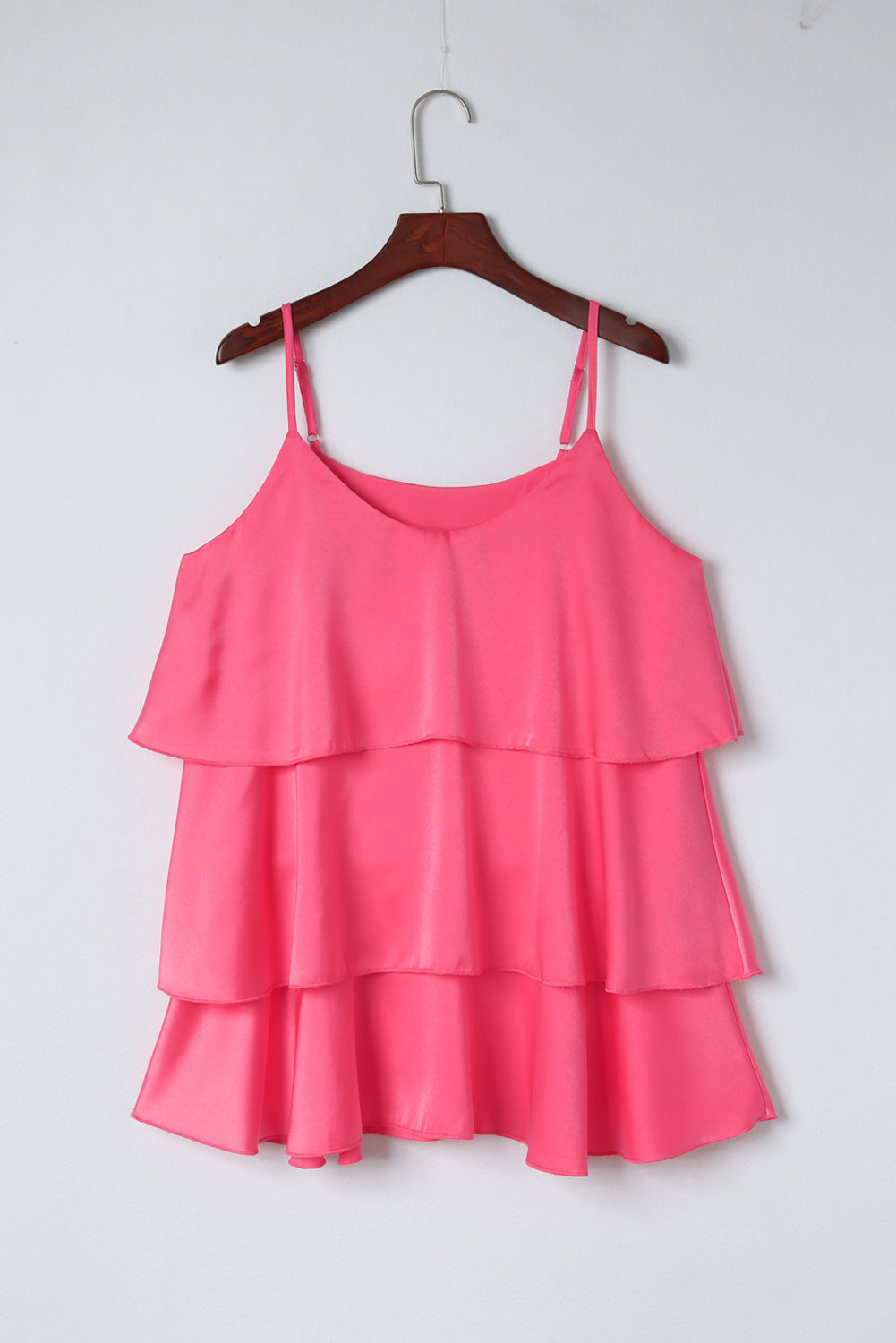 Rose Ruffle Tiered Spaghetti Strap Tank Top