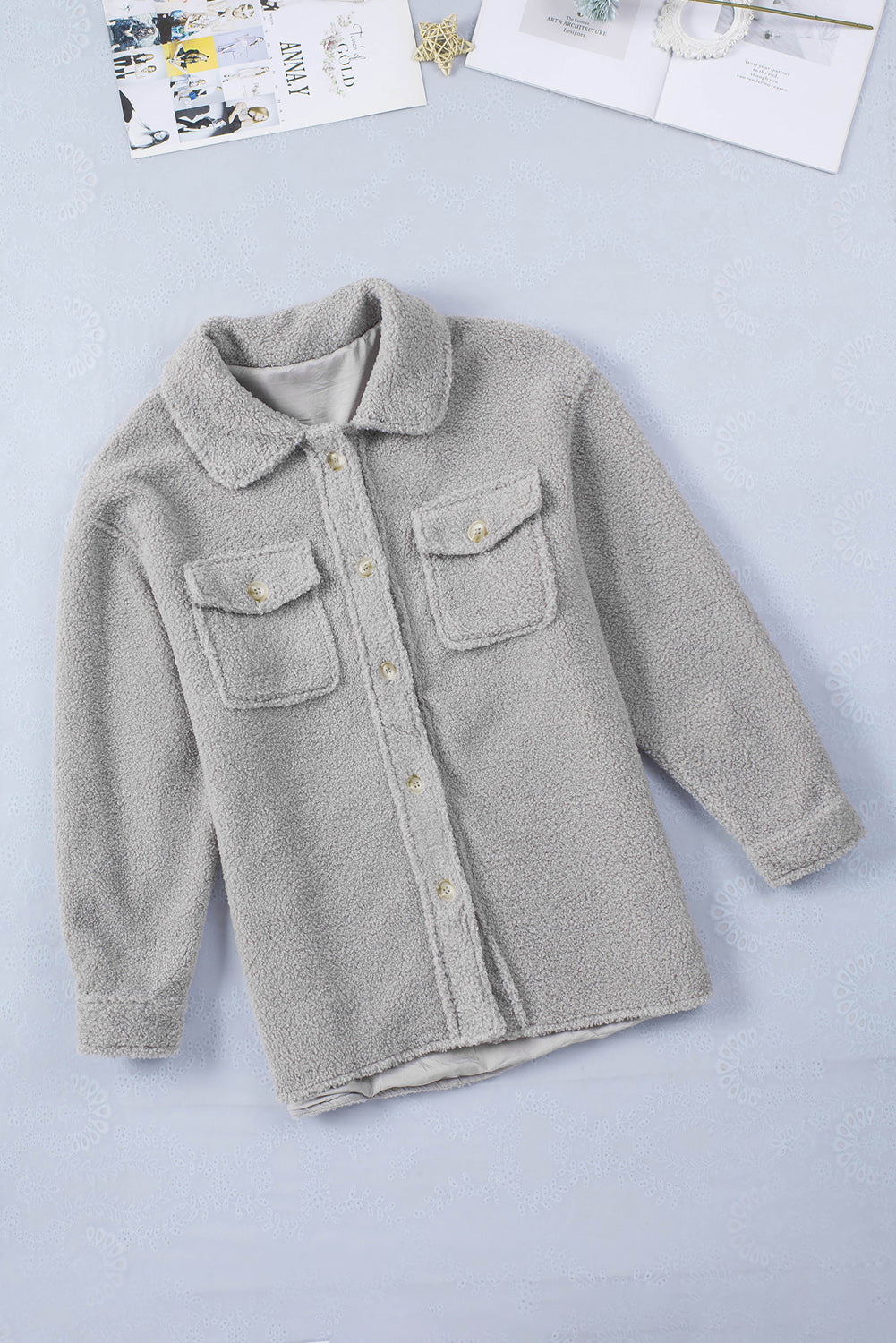 Brown Flap Pockets Button Front Jacket