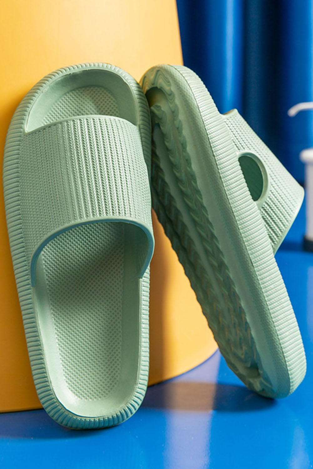 Black Hollow-out Thick Soled Slip On Slippers