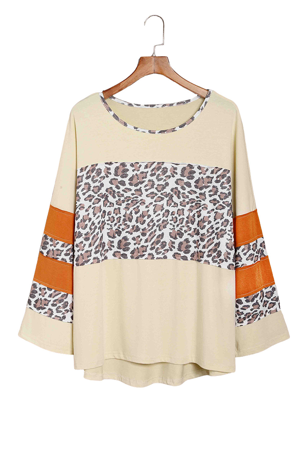 Leopard Color Block Patchwork Plus Size Top