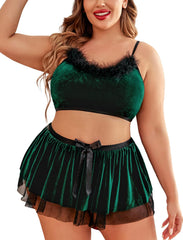 Avidlove Plus Size Christmas Babydoll Velvet Santa Cosplay Costume Set