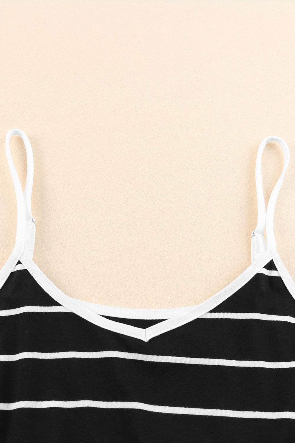 Black Spaghetti Straps Striped Cami Dress with Sash
