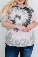Gray Tie-dye Raglan Sleeve Plus Size T-shirt