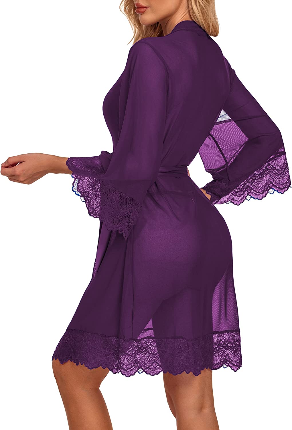 Avidlove Lingerie Robe Lace Kimono Robe Bathrobe Babydoll Nightgown