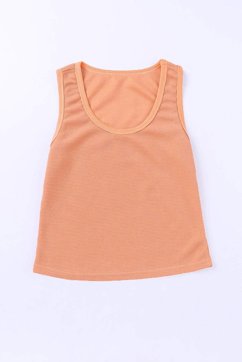 Gray Plain Waffle Knit U Neck Tank Top