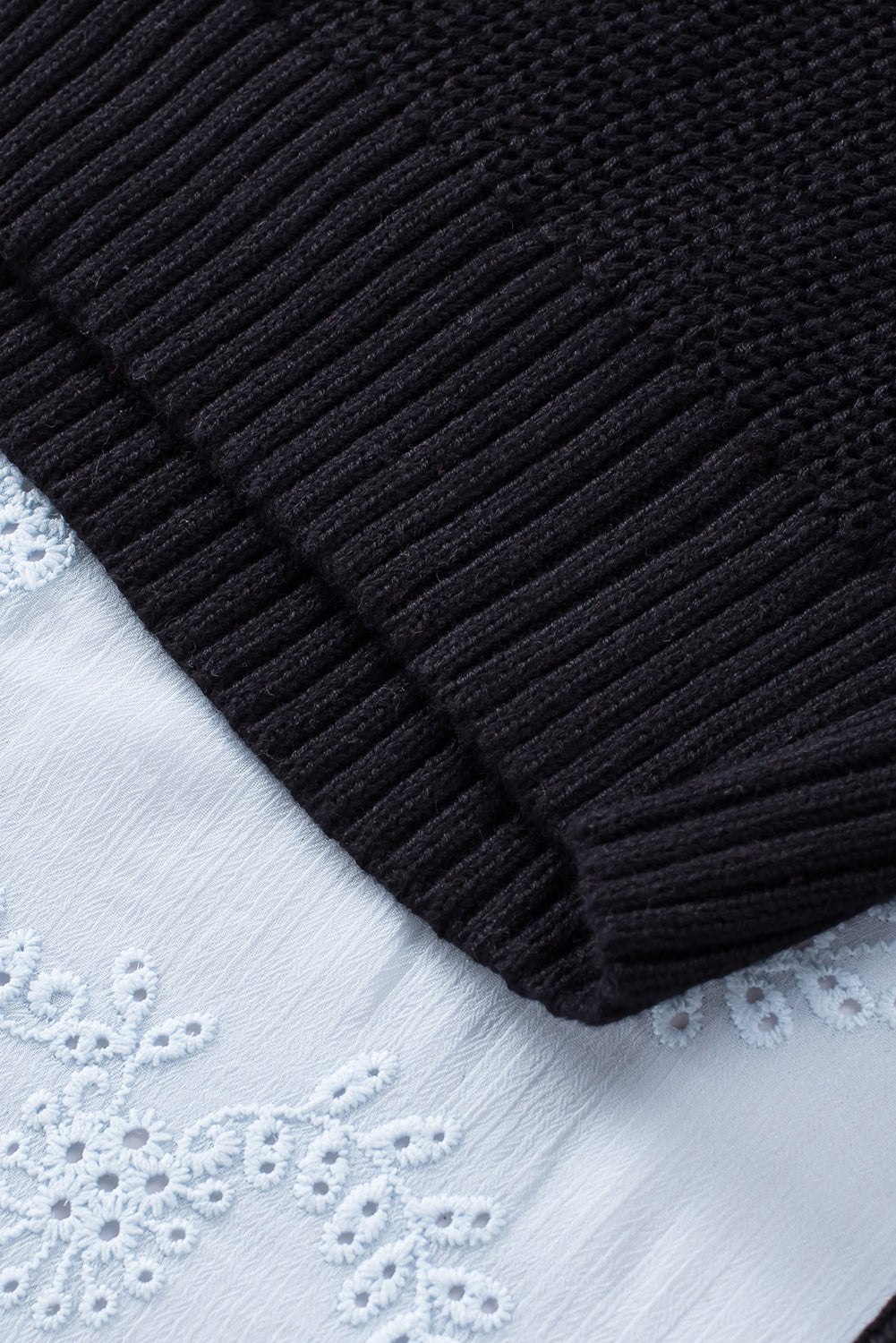 White Dew Shoulder Knitted Sweater