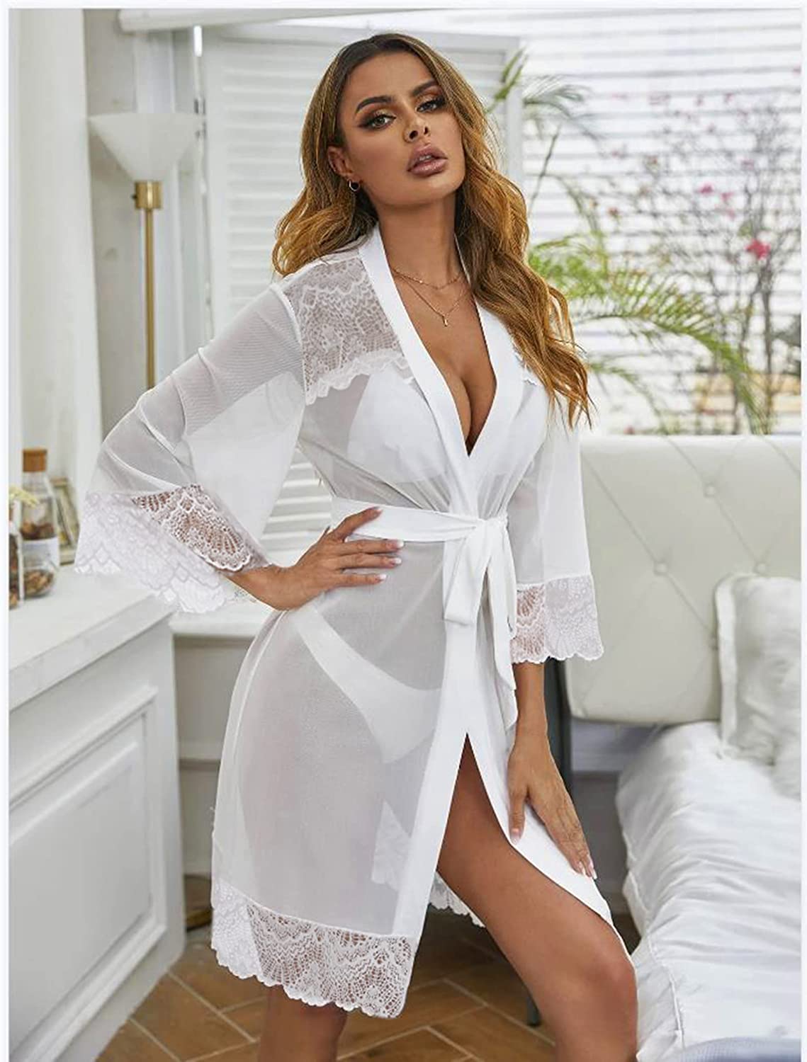 Avidlove Lingerie Robe Lace Kimono Robe Bathrobe Babydoll Nightgown