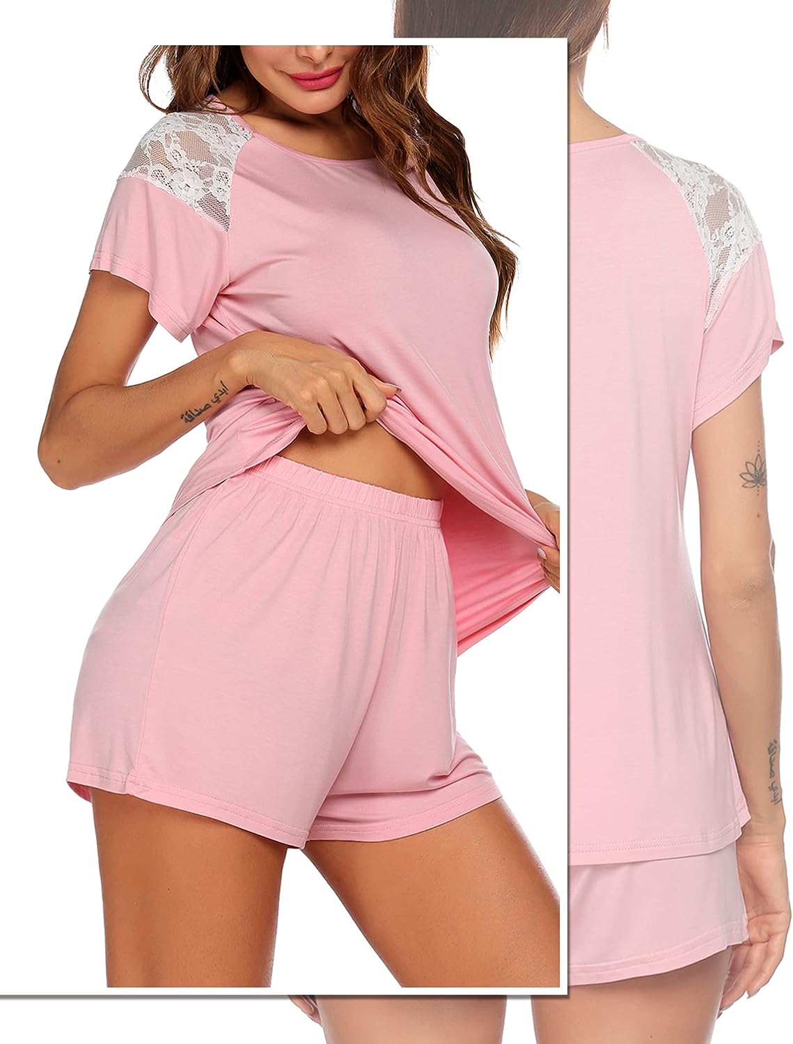 Avidlove Pajama Shorts Set Short Sleeve Top and Shorts Modal PJ Sets Two Piece Sleepwear