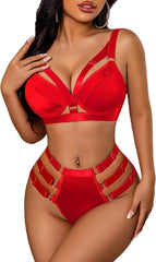 Avidlove Bondaged Lingerie Set Underwired Push Up Bra and Panty Set Two Piece Lingerie