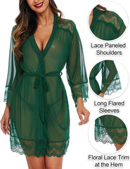 Avidlove Lingerie Robe Lace Kimono Robe Bathrobe Babydoll Nightgown
