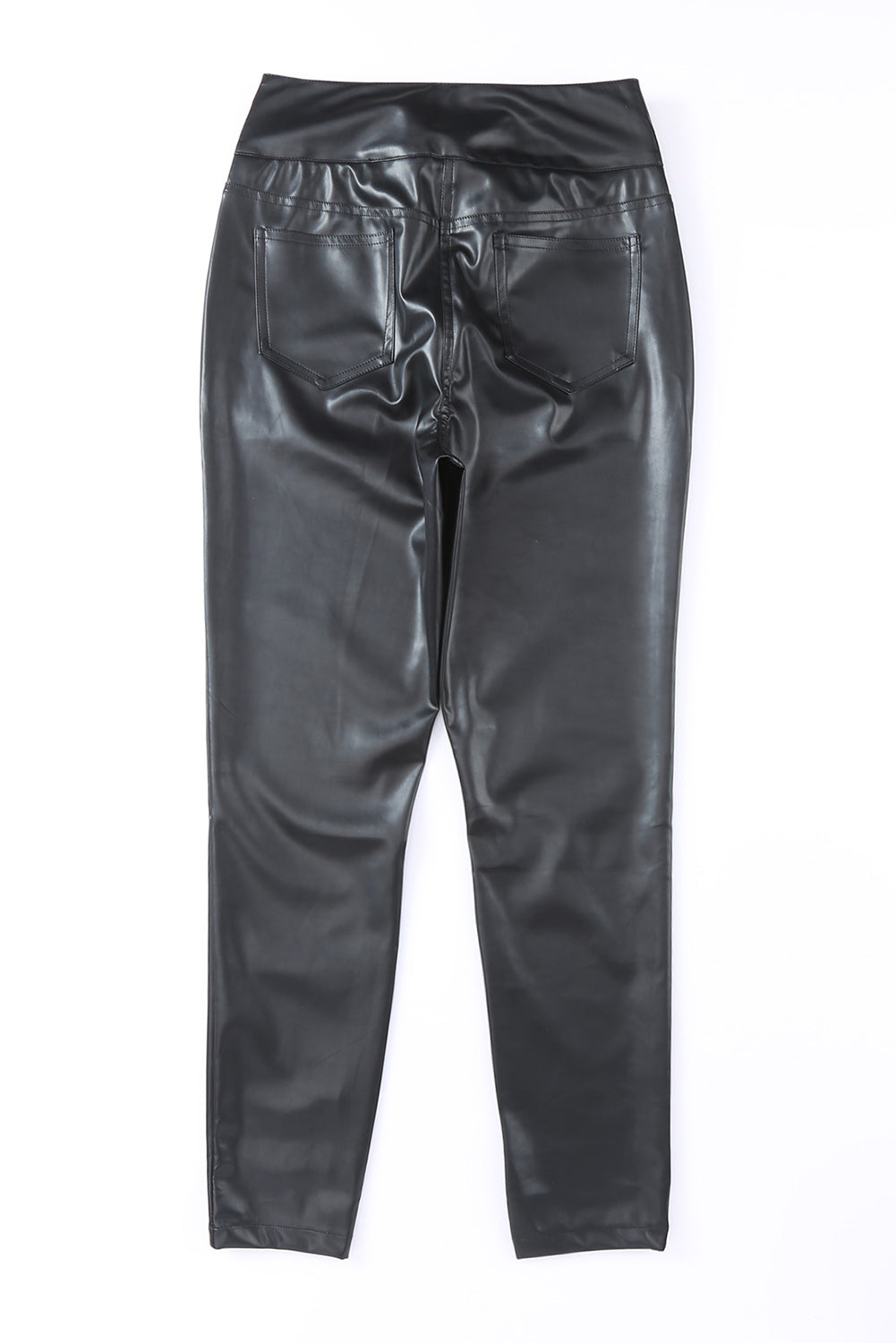 Black Faux Leather Zipper Skinny Pants