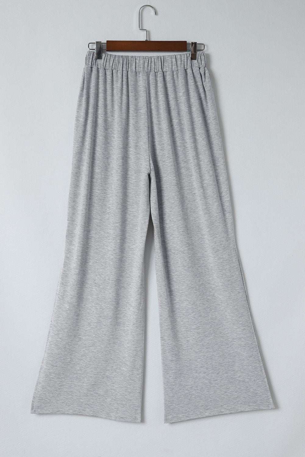 Gray Side Slits Wide Leg High Waist Pants