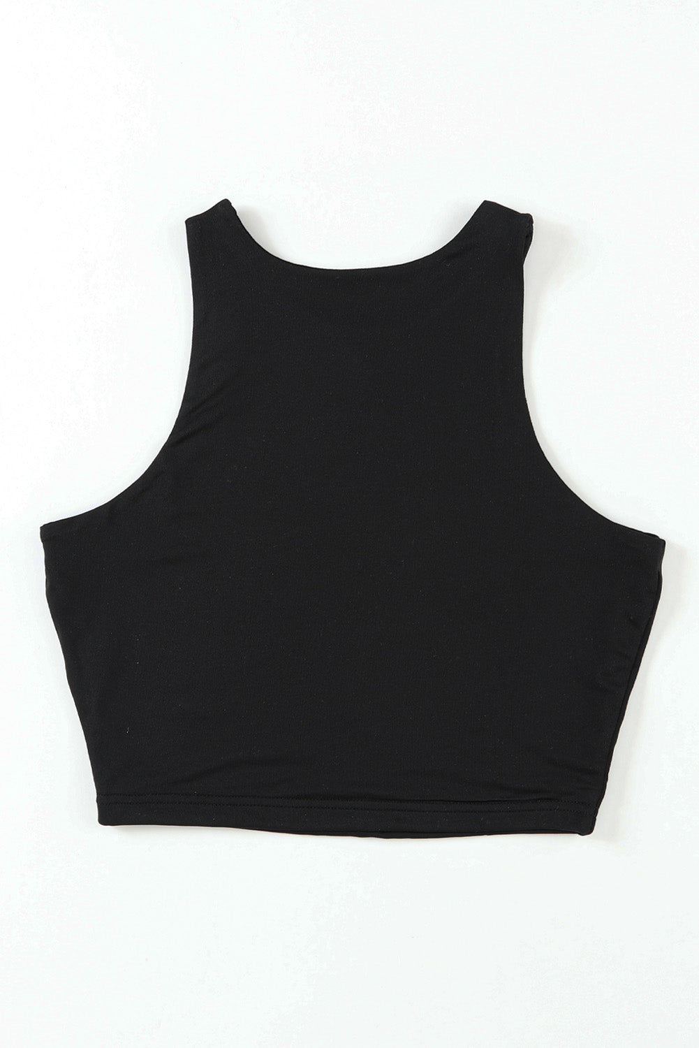 Black Crew Neck Cropped Tank Top