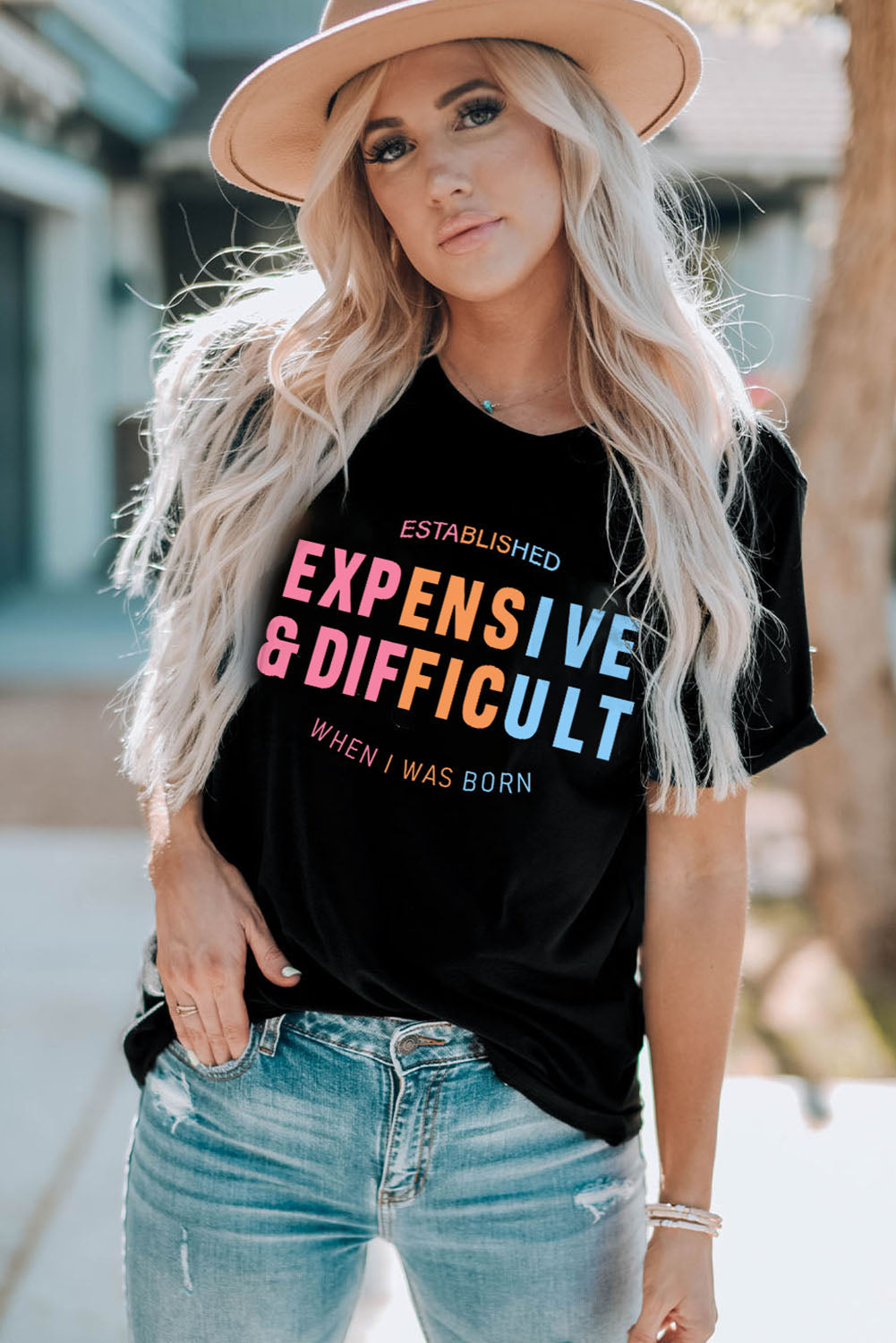 Black EXPENSIVE&DIFFICULT Graphic Tee