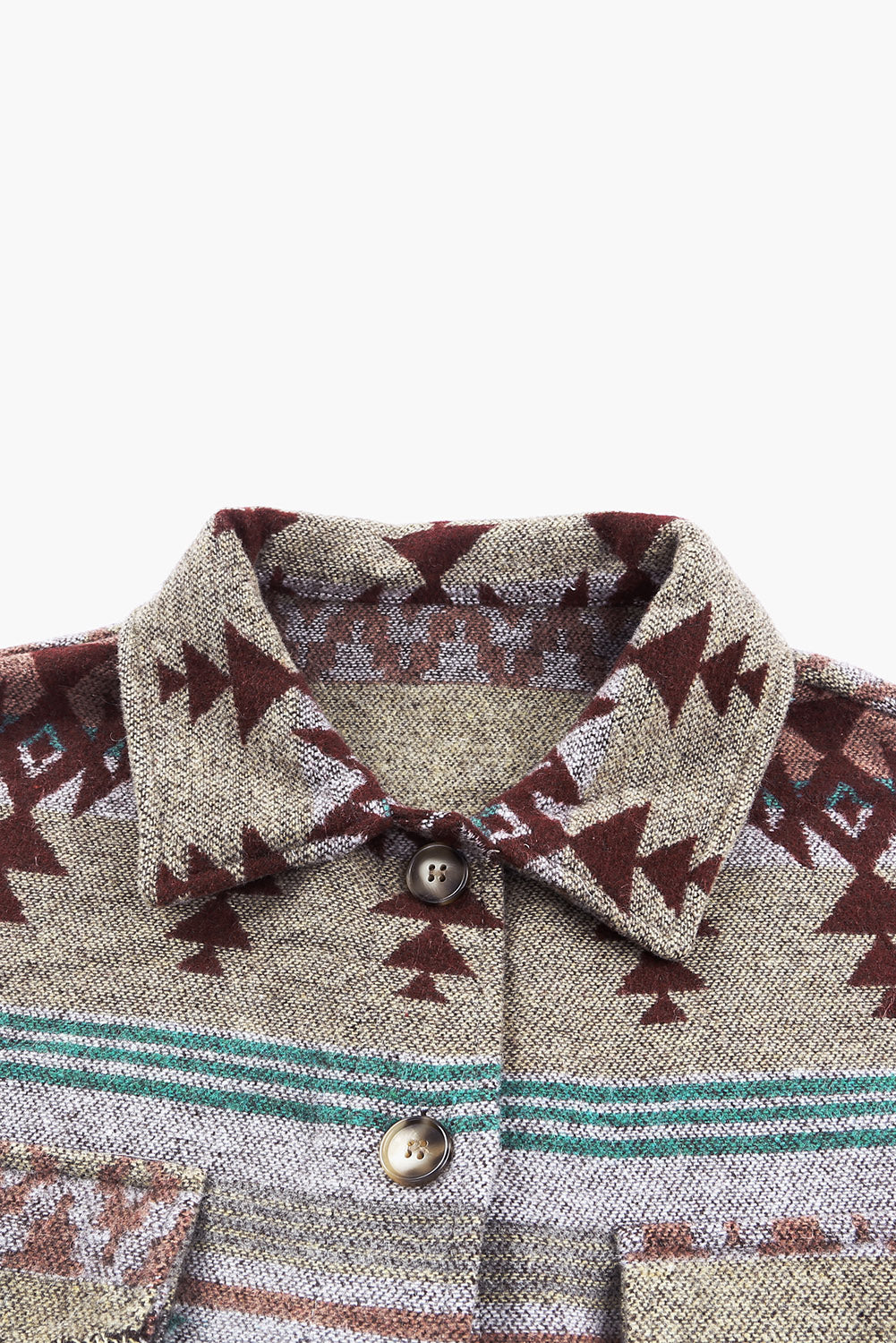 Vintage Aztec Print Lapel Pocket Button Up Jacket