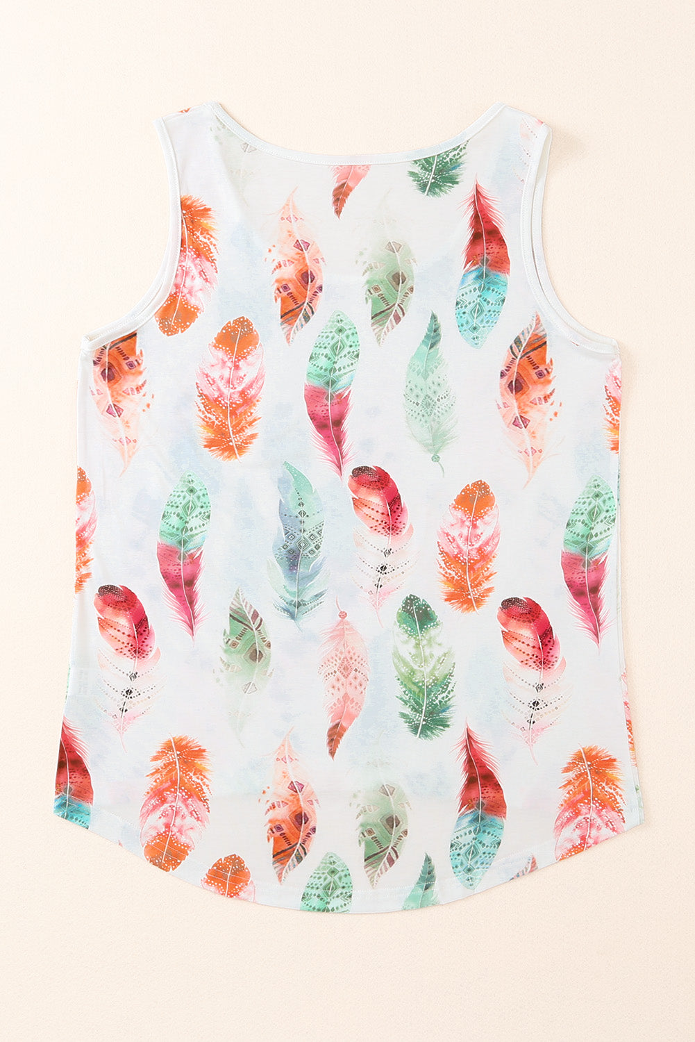 White Aztec Feather Tank Top