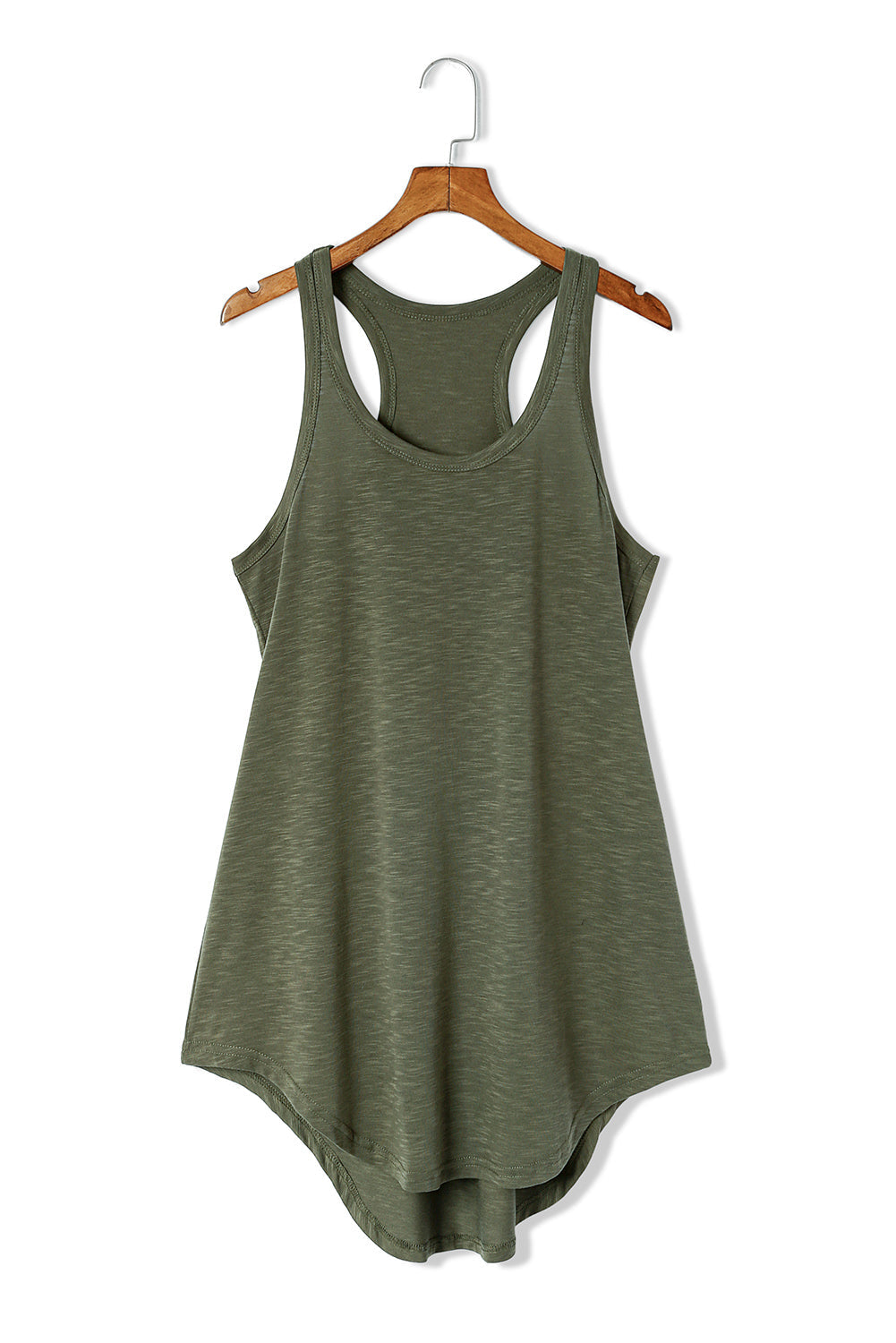 Green U Neck Racer Back Soft Tank Dress