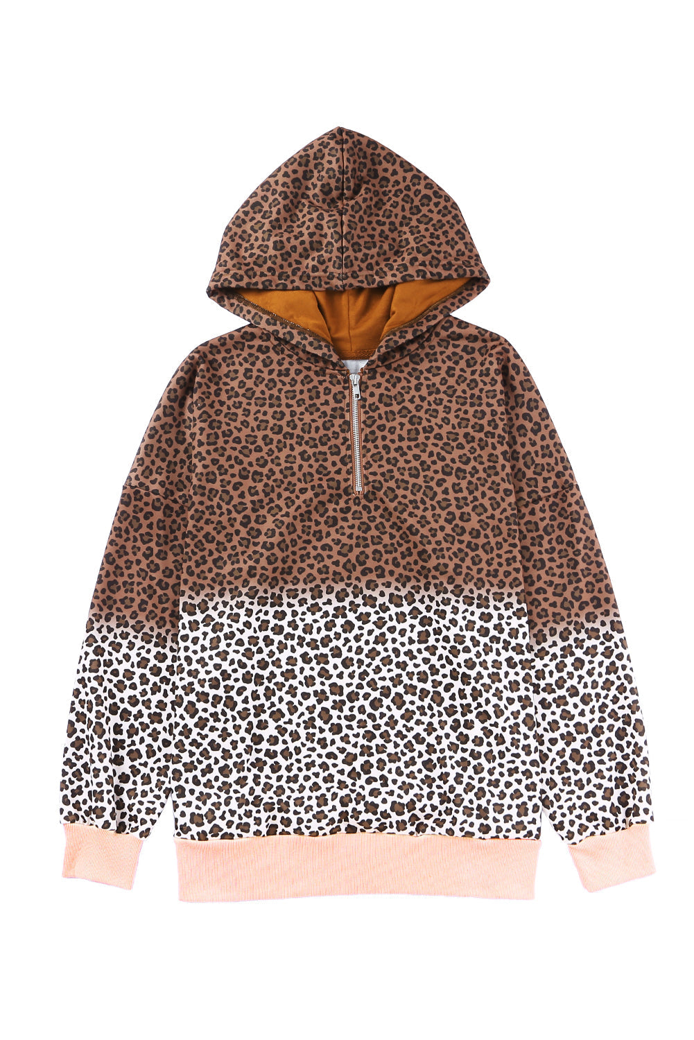 Leopard Half Zip Hooded Sweatshirt