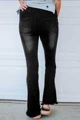 Black Distressed Bell Bottom Denim Pants