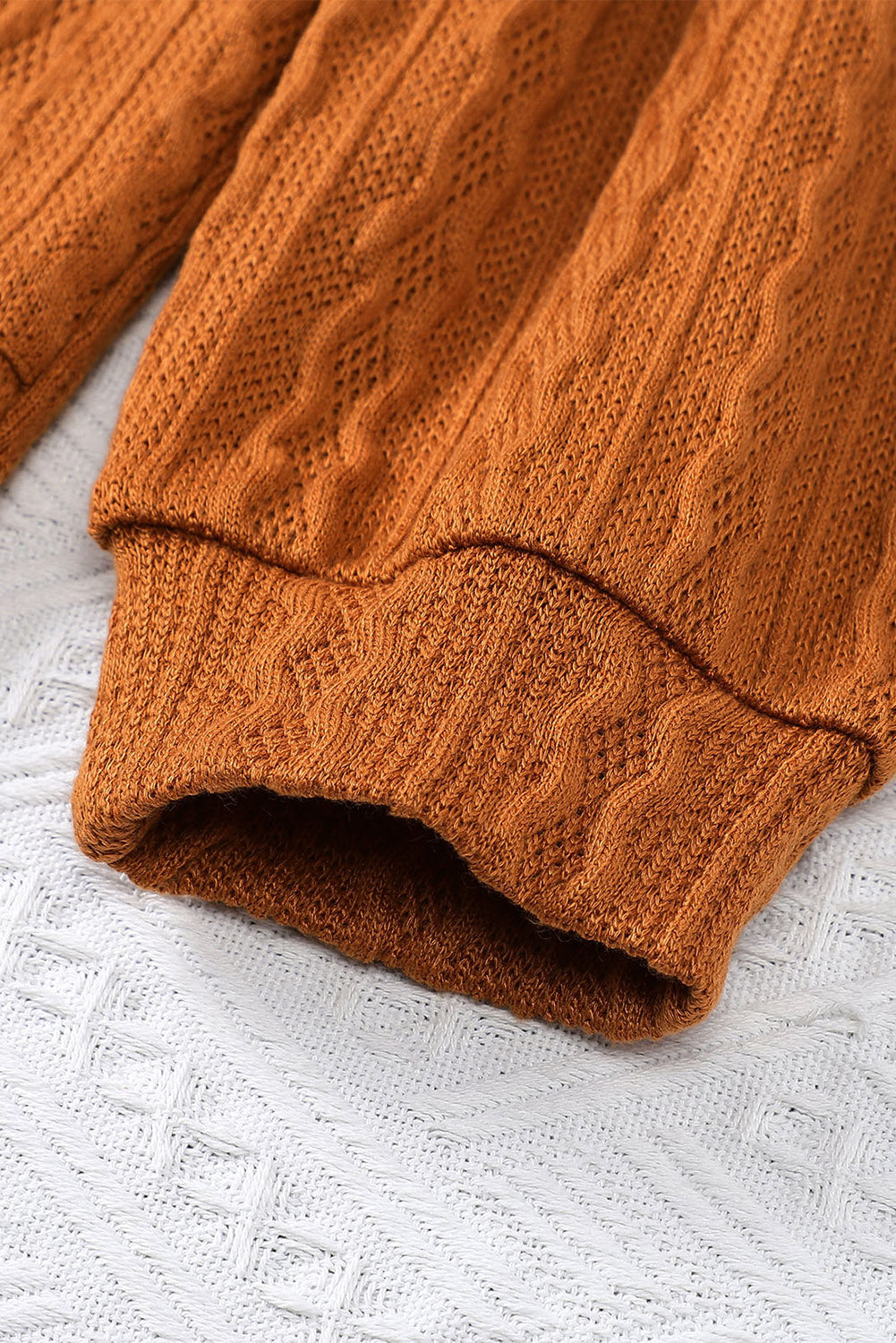 Brown Button Front Pocketed Cable Knit Cardigan