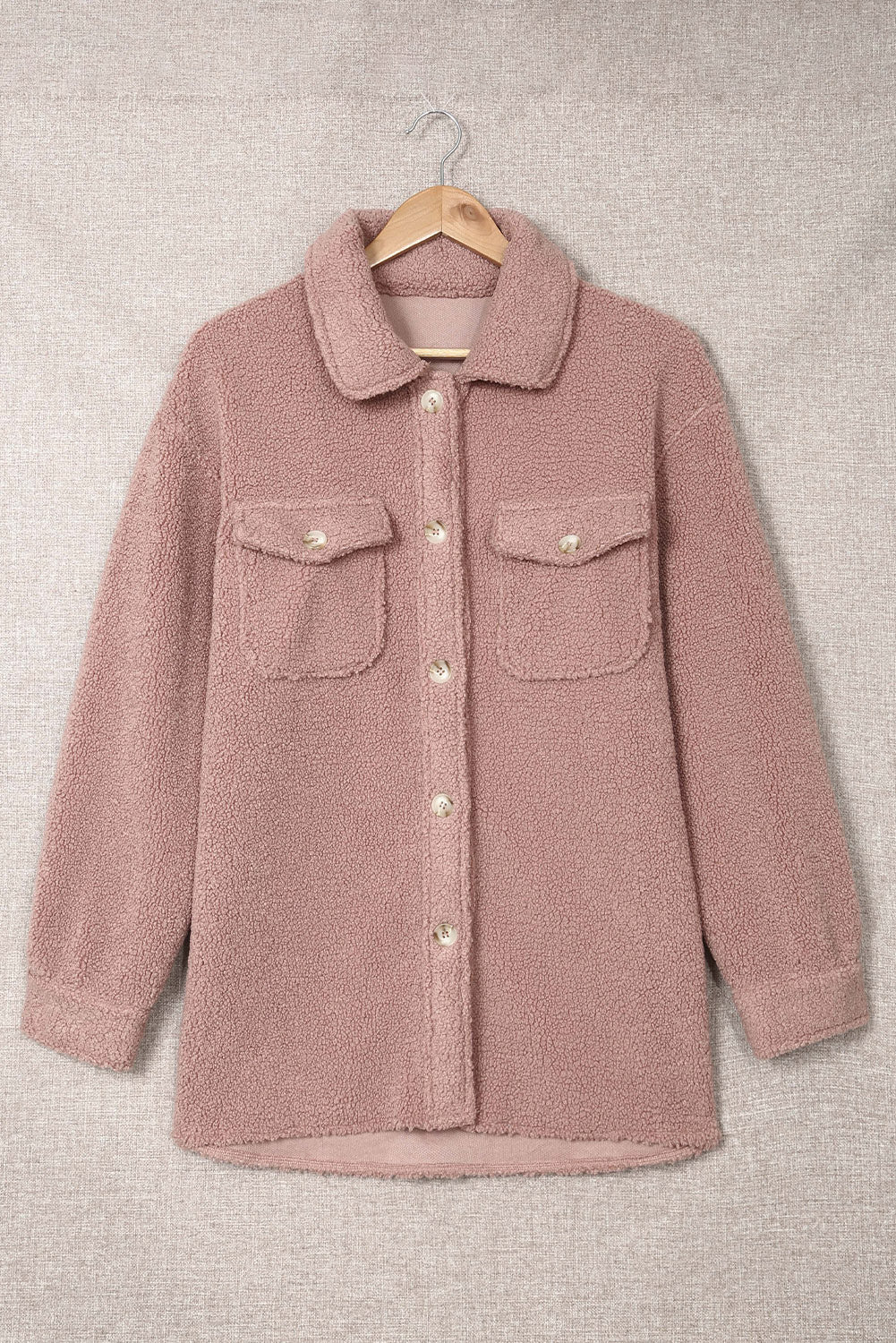 Brown Flap Pockets Button Front Jacket