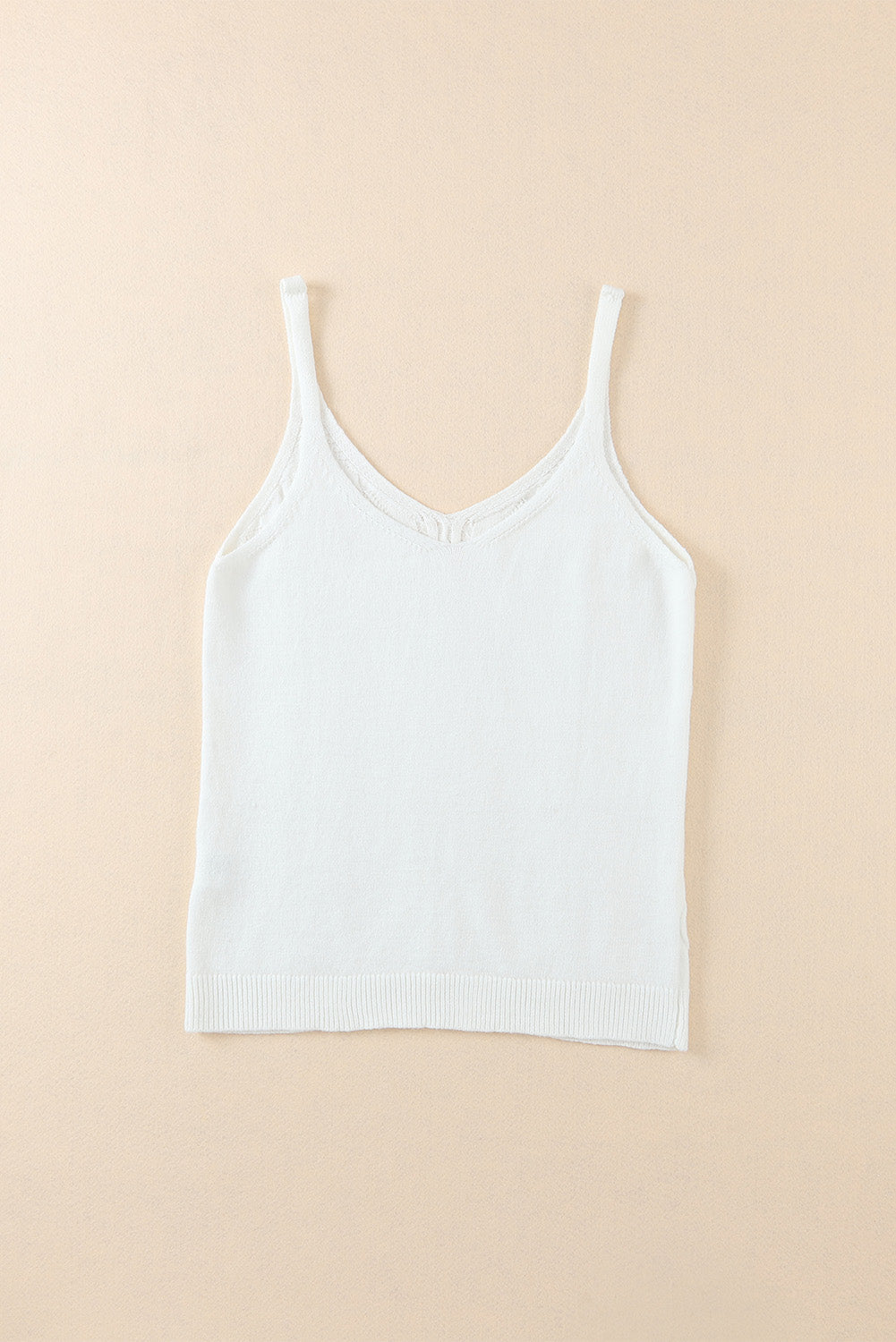 White Geometric Cable Knit Textured Tank Top