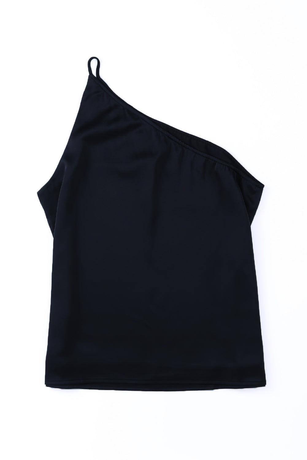 Black Satin One Shoulder Loose Tank Top