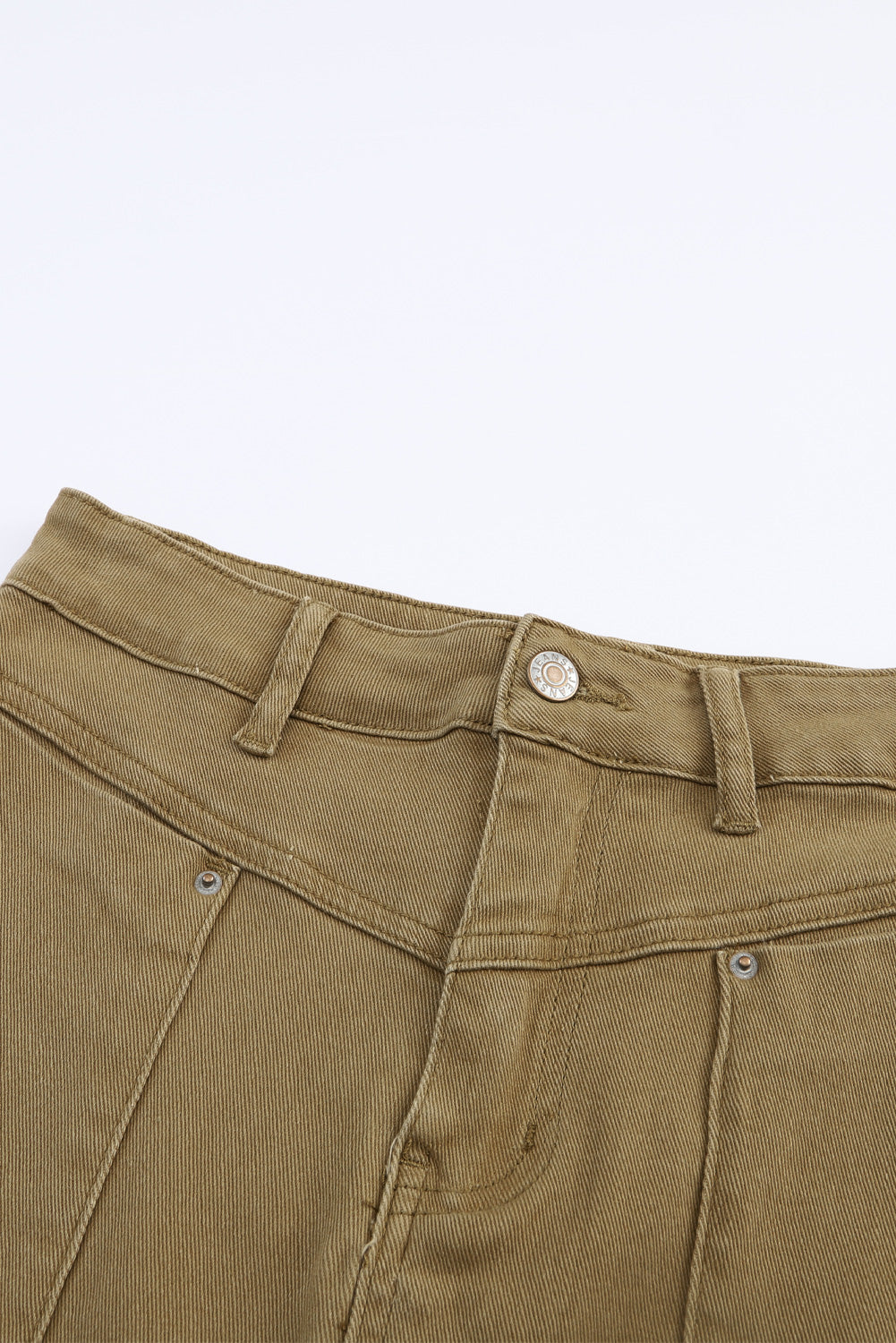 Brown High Waist Pocketed Frayed Hem Mini Denim Skirt