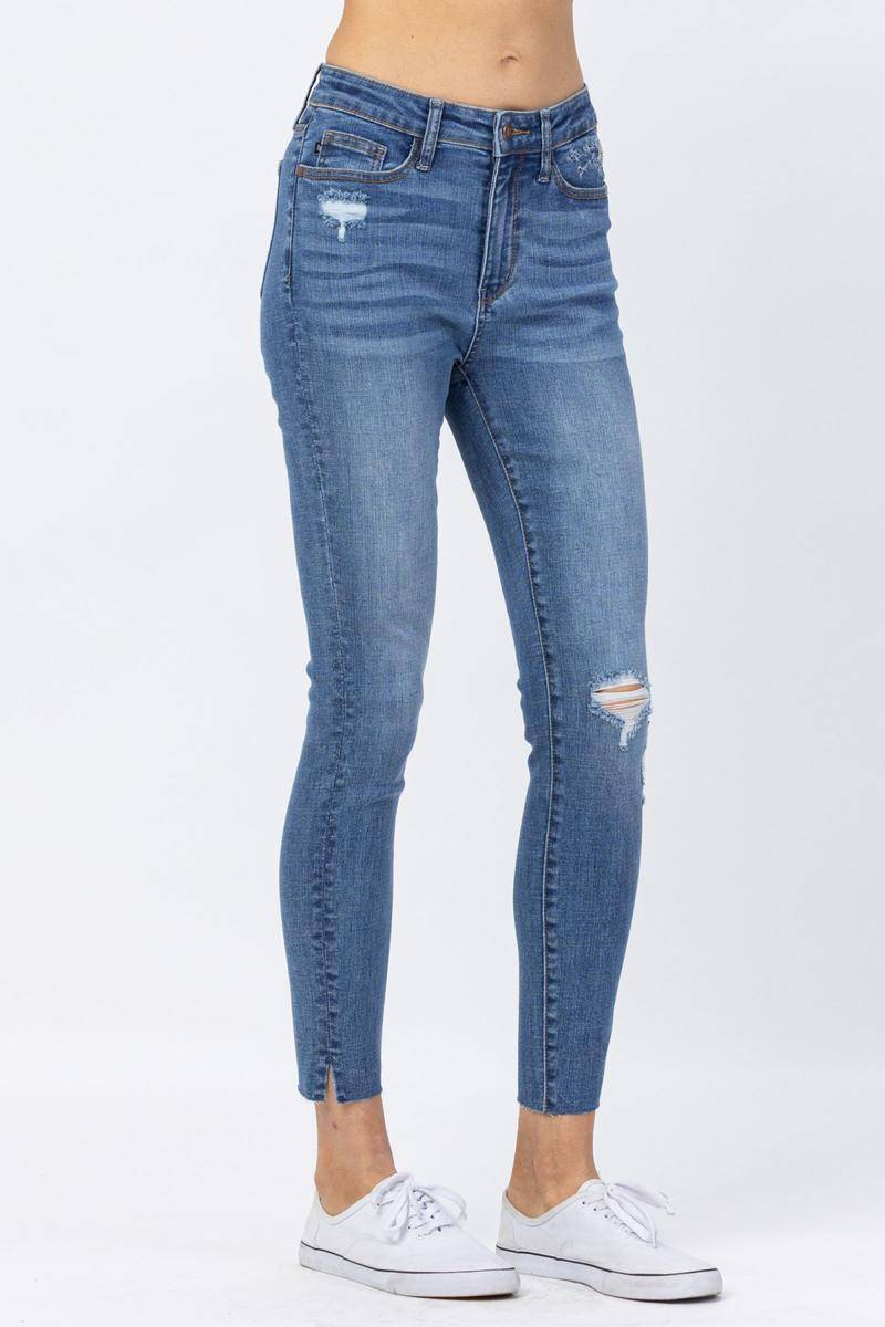 High Waist Dandelion Embroidery Skinny Jeans