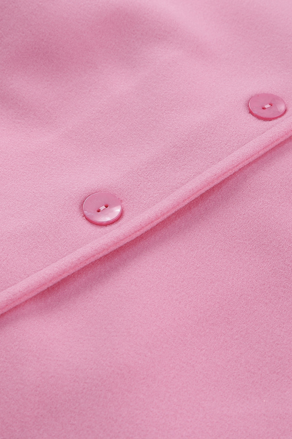 Pink Solid Color Buttoned Coat with Tie