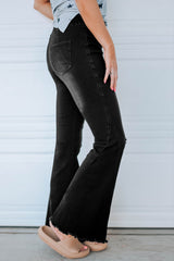 Black Distressed Bell Bottom Denim Pants