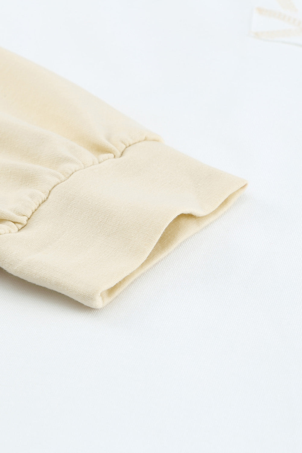 Khaki Colorblock V Neck Long Sleeve Hoodie