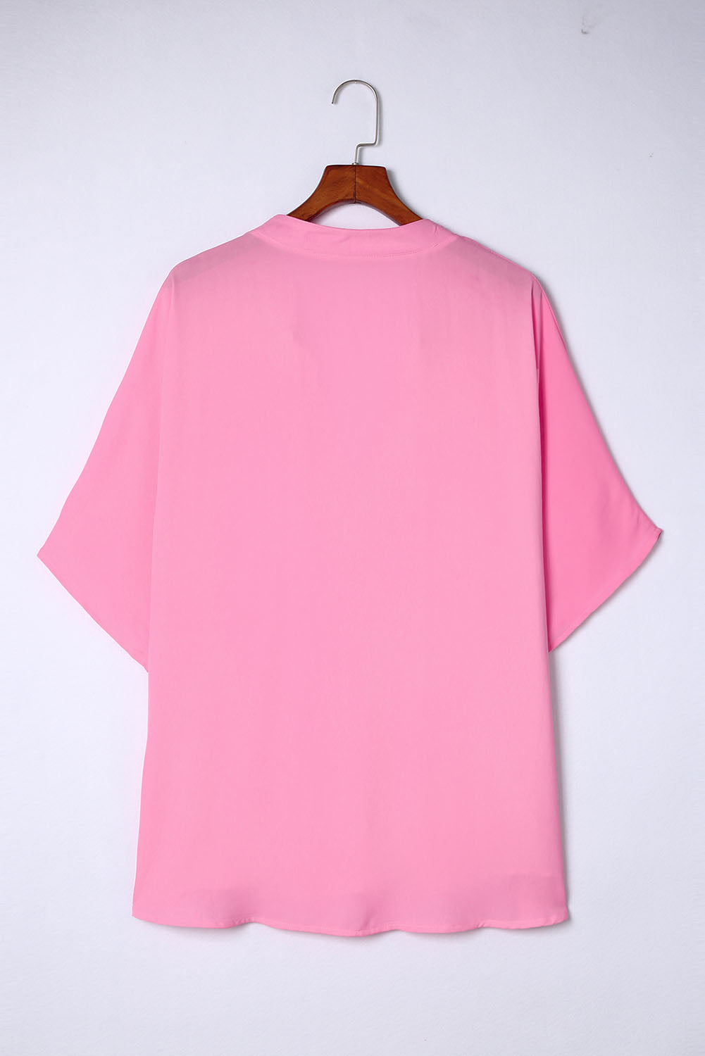 Pink Plus Size Flowy V Neck Blouse