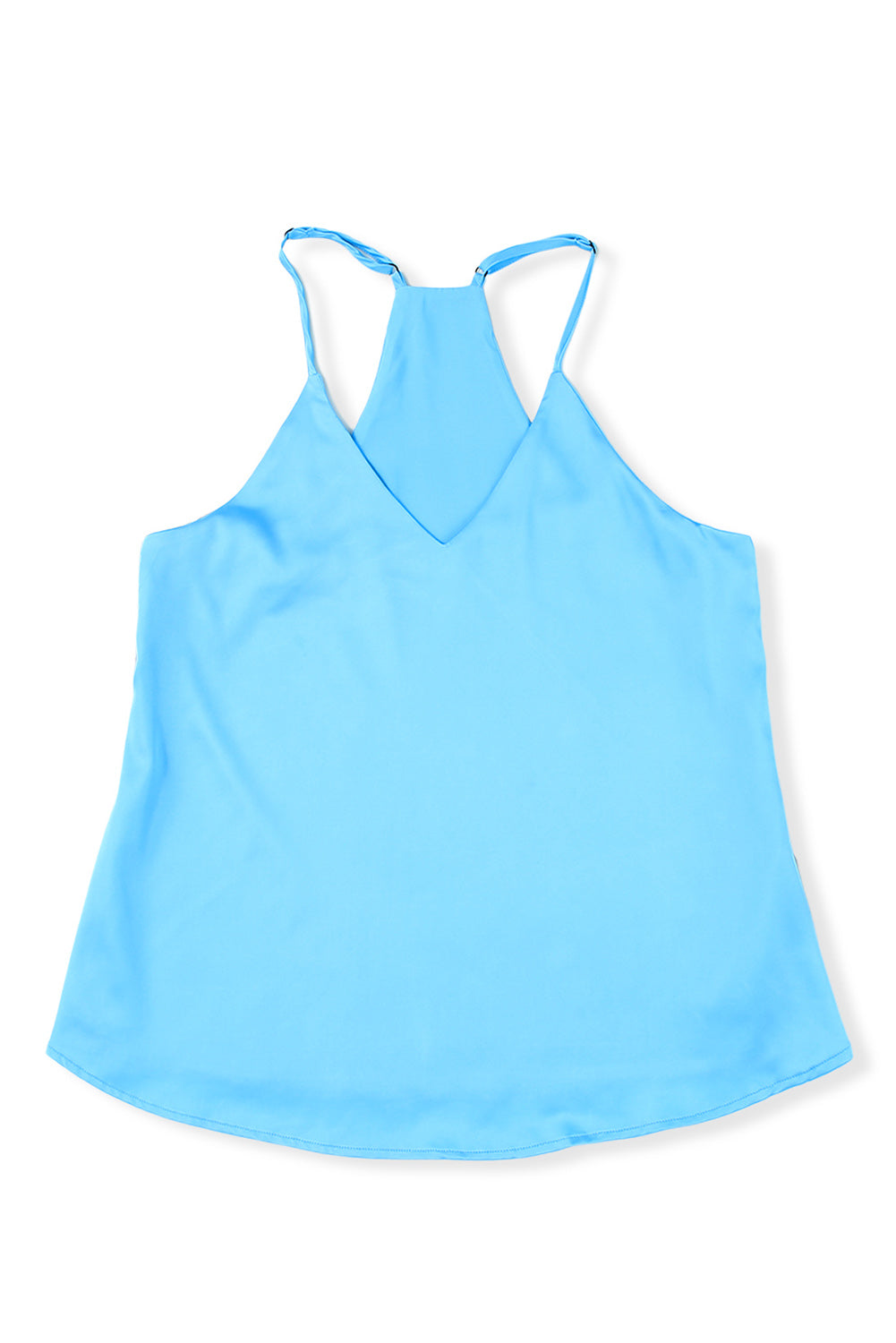 Sky Blue Spaghetti Straps Satin Tank Top