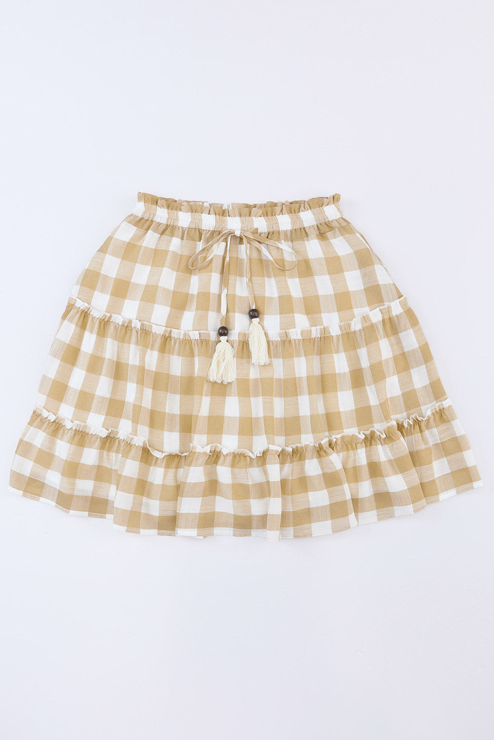 Multicolor Plaid Print Ruffle Tiered Mini Skirt