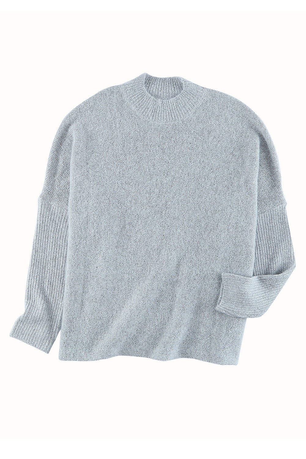 Grey High Neck Oversized Sweater with Slits