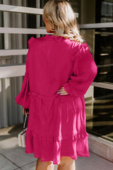 Rose Plus Size Ruffled Bubble Sleeve Dress