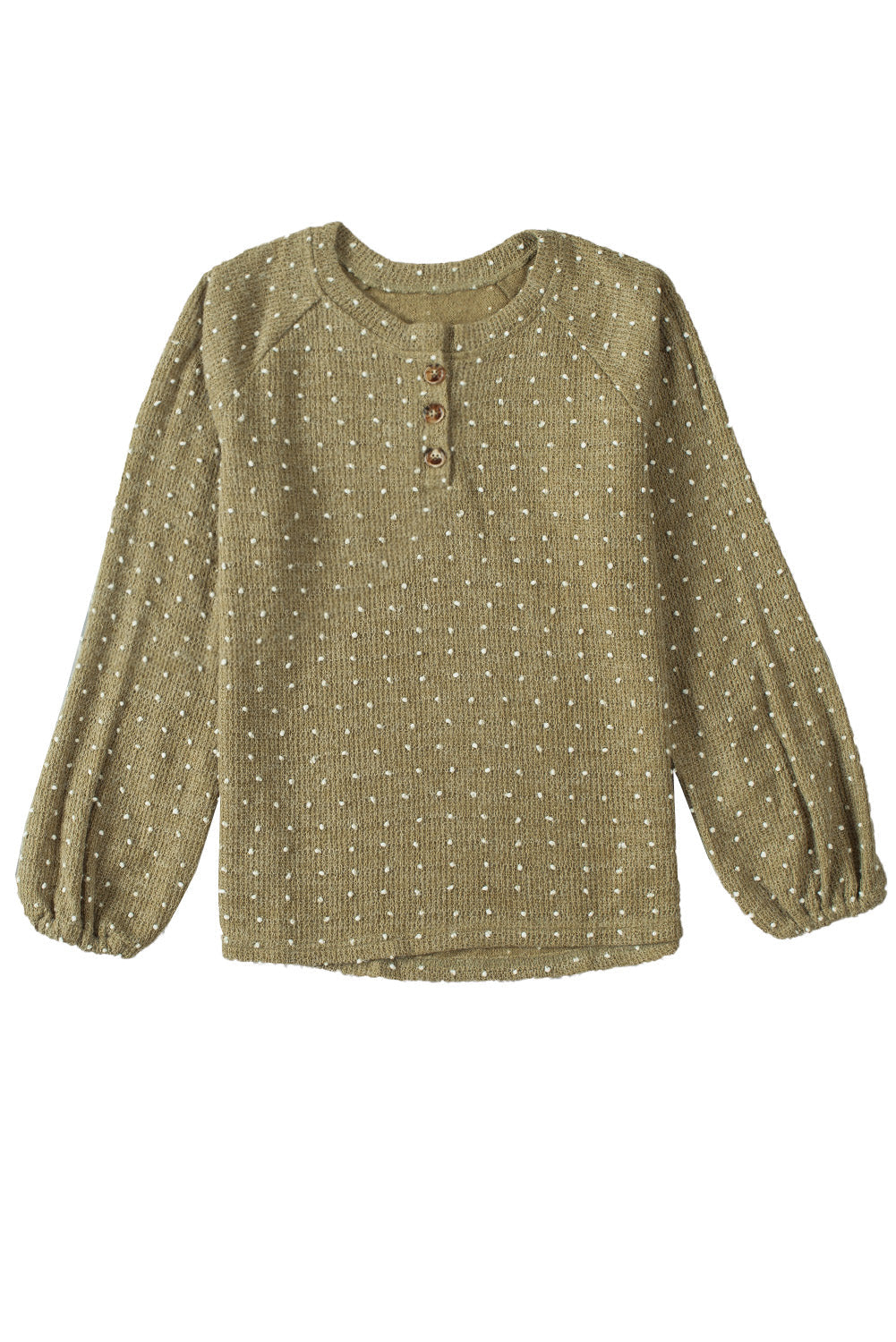 Apricot Swiss Dot Raglan Sleeves Knit Top