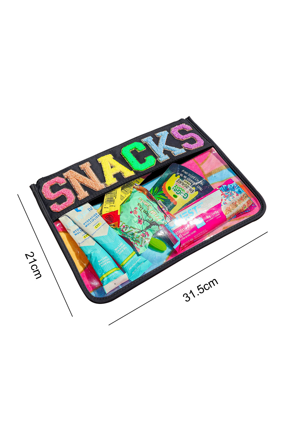 Black STUFF Cow Print Transparent Zipped Pouch