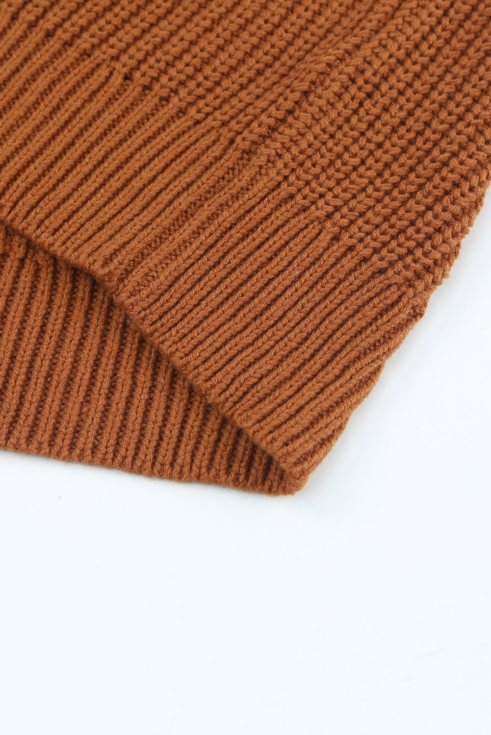 Brown V Neck Drop Shoulder Buttons Cardigan
